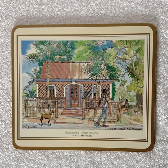 Vintage Pimpernel Luncheon Placemats Trivets Barbadian Chattel Houses Set Of 4 - Picture 6 of 11